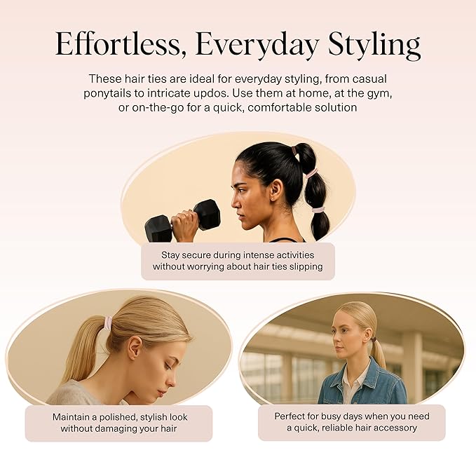 Kitsch Seamless Hair Ties No Damage - Stretchy Hair Bands - Rosewood, 8pcs