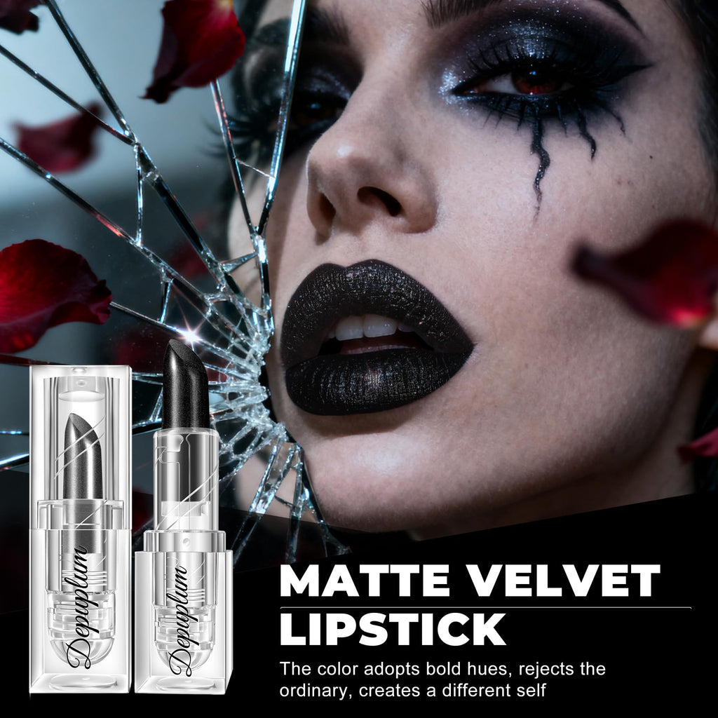 Depuplum Black Lipstick Shimmer Halloween Face Body Paint for Women