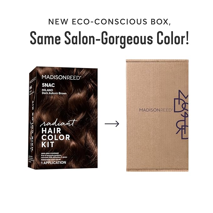 Madison Reed Radiant Hair Color Kit | 5NAC Dark Chocolate Brown with Copper-Auburn Undertones (Milano Brown) 100% Gray Hair Coverage | Dimensional Permanent Hair Dye | PPD & Ammonia-Free | 2 Pack