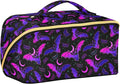 MNSRUU Makeup Organizer Bag, Purple Bat Gothic Travel Makeup Bags Makeup Vanity Case Large Capacity Rhombus Cosmetic Toiletry Bag for Girl Women Ladies