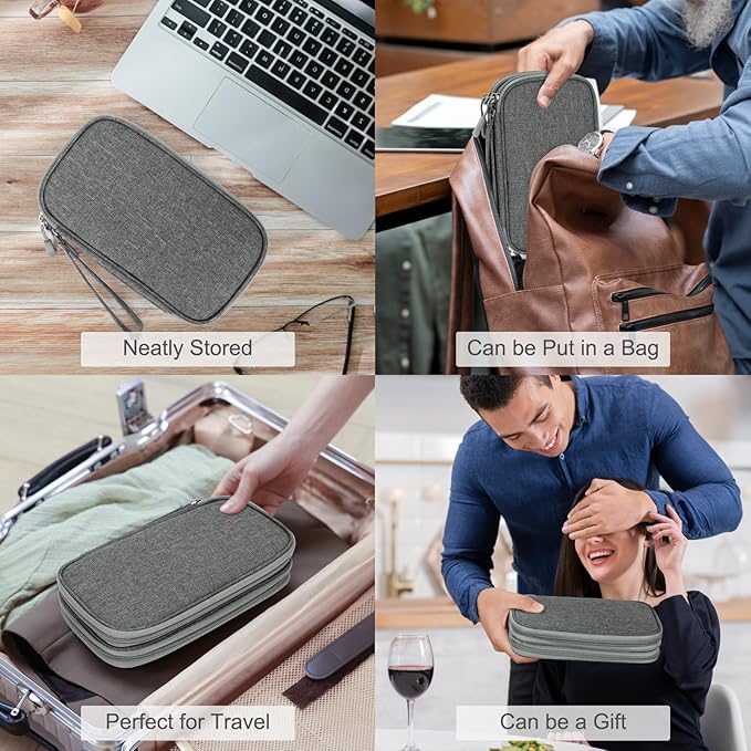 FYY Electronic Organizer, Travel Tech Pouch Bag, Medium, Dark Grey