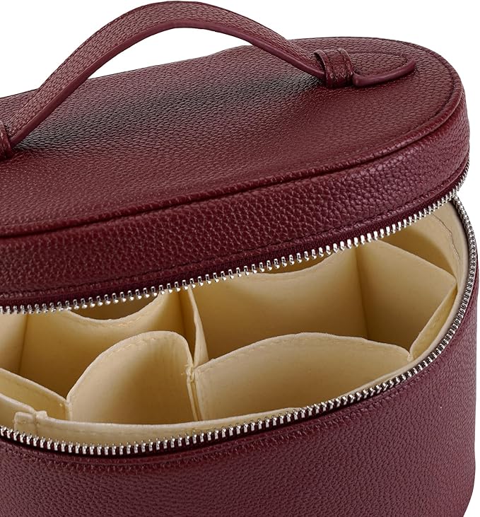 UUYUUY Makeup Bag Vanity Case Cosmetic Bag with Removable Divider Travel Toiletry Bag for Women Portable Make up Box Organizer, Burgundy