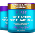 MAREE Deep Conditioning Hair Mask for Damaged Hair Treatment 2 Pack – Keratin Hair Care for Hydrating Growth Repair Moisturizing – Dry Curly Color Refreshing – 10 Fl Oz, Purple
