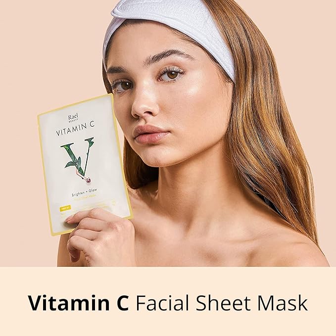 Rael Bamboo Face Sheet Masks, Daily Hydration Skincare (Vitamin C, 5 Ct)