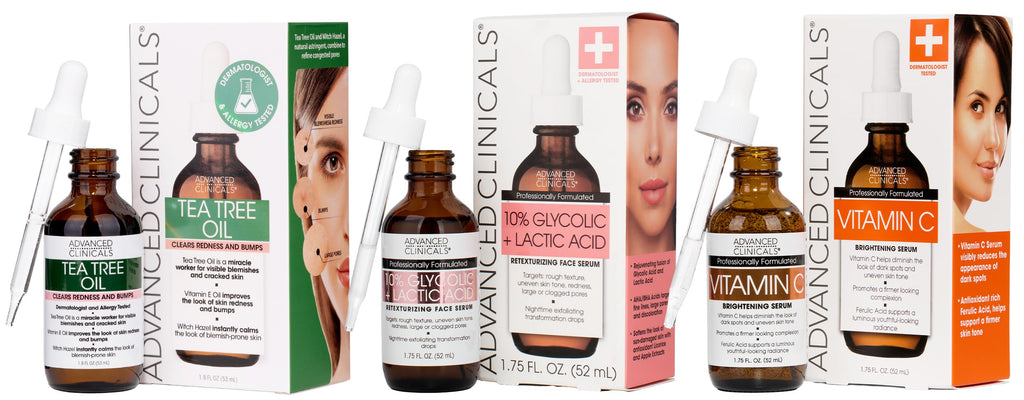 Advanced Clinicals Tea Tree Oil For Skin Facial Serum | Tea Tree Serum For Face With Vitamin E + Botanicals To Help Improve Appearance Of Large Pores & Skintone For Smoother Looking Skin, 2-Pack