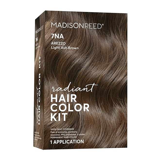 Madison Reed Radiant Hair Color Kit - 7NA Light Ash Brown with Cool Smoky Undertones (Arezzo Brown), Permanent Hair Dye, Superior Gray Coverage & Dimensional Color | PPD-Free & Ammonia-Free, 1 Pack