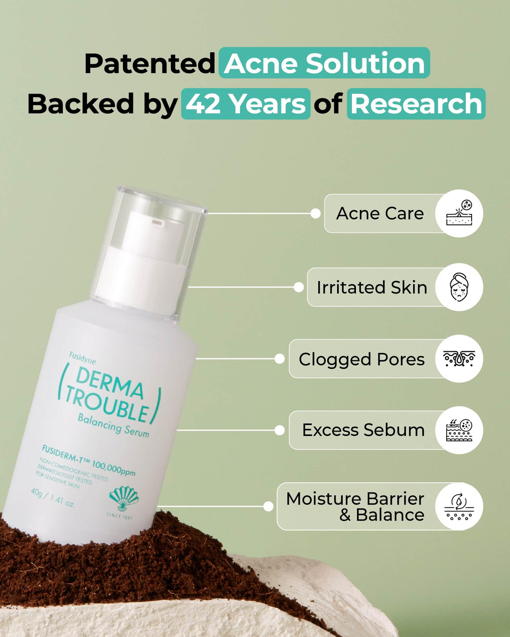 Fusidyne Derma Trouble Balancing Serum 1.4oz, Fusiderm-T 100,000ppm