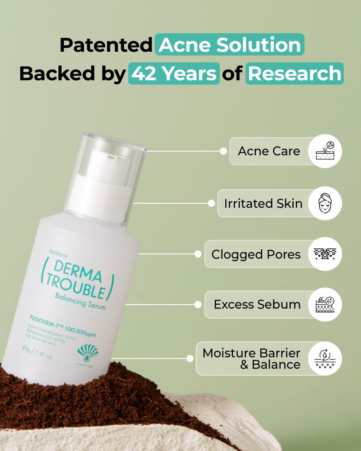 Fusidyne Derma Trouble Balancing Serum 1.4oz, Fusiderm-T 100,000ppm
