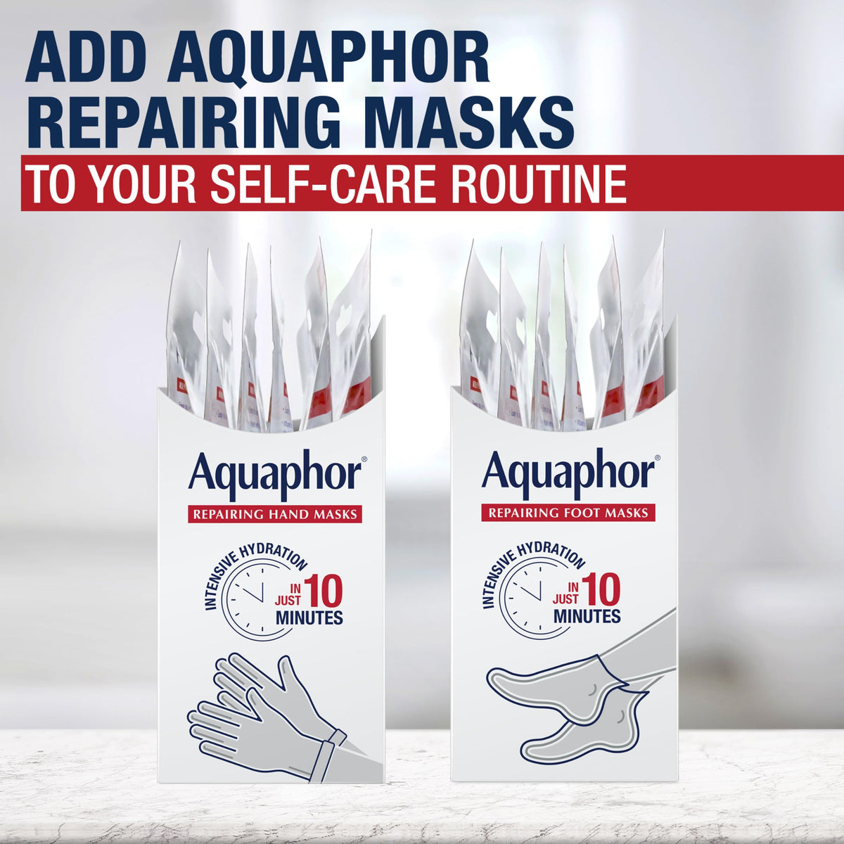 Aquaphor Advanced Therapy Repairing Foot Masks, 6 Masks x 0.7 FL OZ