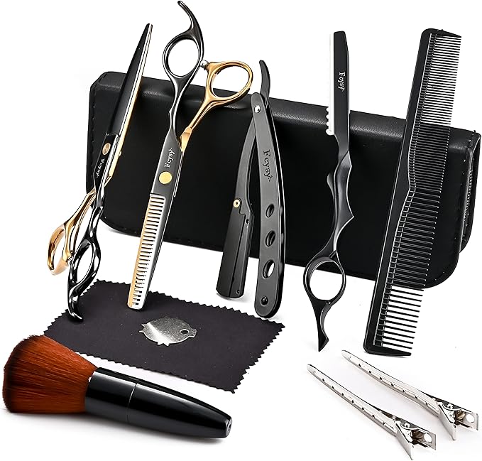 Professional Hair Shears Thinning Scissors Set, Fcysy Barber Shears Hair Cutting Scissors Kit, Hairdresser Trimming Salon Supplies