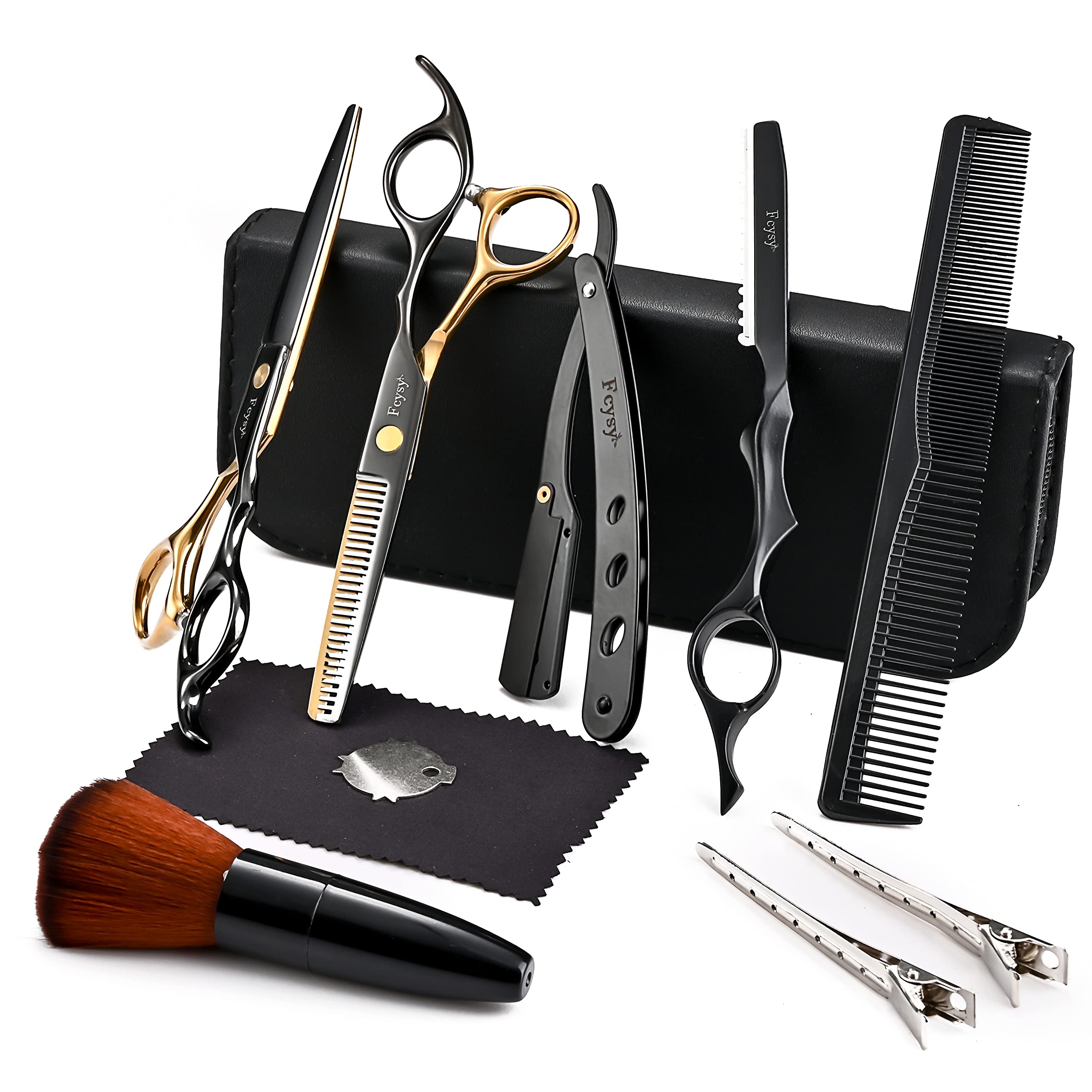 Professional Hair Shears Thinning Scissors Set, Fcysy Barber Shears Hair Cutting Scissors Kit, Hairdresser Trimming Salon Supplies