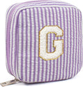 LETGO Birthday Gifts for Women - Personalized Cute Purple Initial Cosmetic Makeup Pouch Make Up Toiletry Bag for Her Mom Teacher Friend Girlfriend Wife Teacher's Day Gifts 21st Birthday Giftss