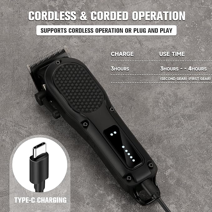 NUTCORE Men's Hair Clippers for Professional Hair Trimmer Cordless Rechargeable Powerful Beard Trimmer Hair Cutting Grooming Tool