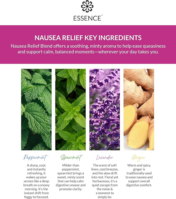 Essence Wearable Aromatherapy Nasal Diffuser – Nausea Relief Essential Oil