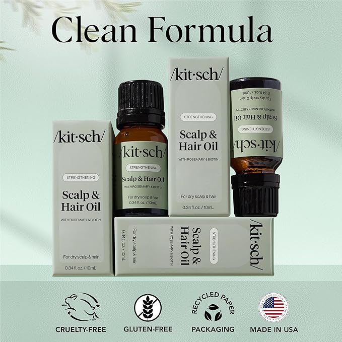 Kitsch Rosemary Oil for Hair Growth -With Castor Oil, Biotin & Jojoba- 10mL