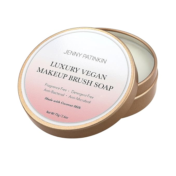 Jenny Patinkin Makeup Brush Cleaner Soap, Luxury Vegan Makeup Brush Soap, For All Brush Types – Synthetic & Natural Solid Cleansing Soap, Professional Brush Cleaning Solution, Cruelty-Free