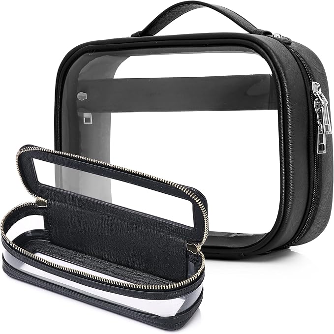 Pinkmik Travel Makeup Bag Set Portable Clear Cosmetic & Toiletry Case Women's Purse Organizer and Car Essentials with Zipper