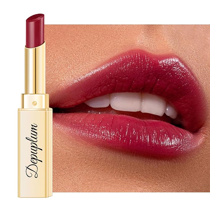 Depuplum Dark Red Lipstick for Women Moisture Lip Gloss Tinted Lip Balm