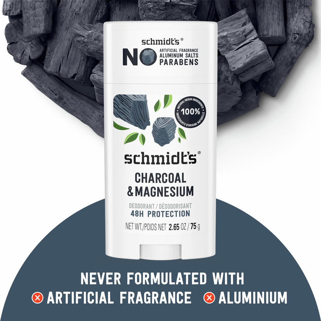 Schmidt's Aluminum-Free Vegan Deodorant Charcoal & Magnesium 2.65 oz 4 ct