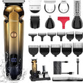 Hatteker Men's Beard Trimmer Kit Electric Razor Shaver Professional Hair Clipper with Zero Gapped T-Blade Nose Ear Beard Body Trimmer for Men Waterproof Cordless Grooming Kit 6 in 1
