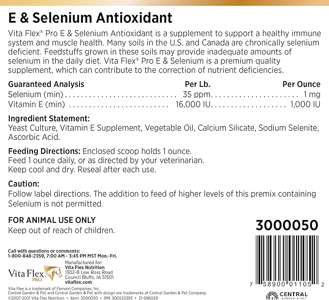 Vita Flex Pro E & Selenium Supplement for Horses, 320-Day Supply