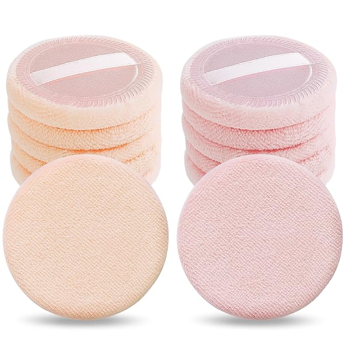 Sibba Cosmetics Makeup Sponge 12 PCS Fluffy Make Up Foundation Applicator Face Blending Setting Pads Matte Loose Powder Body Paint Wet Dry Application Brushes(pink/skin color)