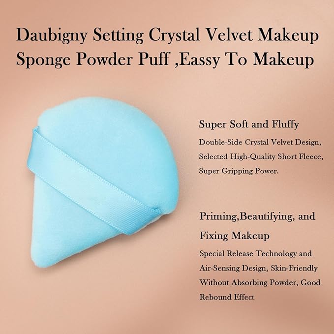 Powder Puff Daubigny 6 PCS Makeup Puff Face Soft Triangle Powder Puffs for Loose Powder Mineral Powder Body Powder Velour Cosmetic Foundation Sponges Blender Makeup Tools(Blue)