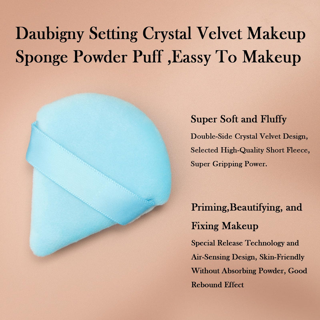 Powder Puff Daubigny 6 PCS Makeup Puff Face Soft Triangle Powder Puffs for Loose Powder Mineral Powder Body Powder Velour Cosmetic Foundation Sponges Blender Makeup Tools(Blue)