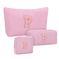 MONSTINA Period Bag Sanitary Napkin Storage Bag|Tampon Pouch Portable Feminine Care First Period Kit for Teen Girls Women Gift for Her Monogram Initial Cute Toiletry Bag,3PCS Pink P