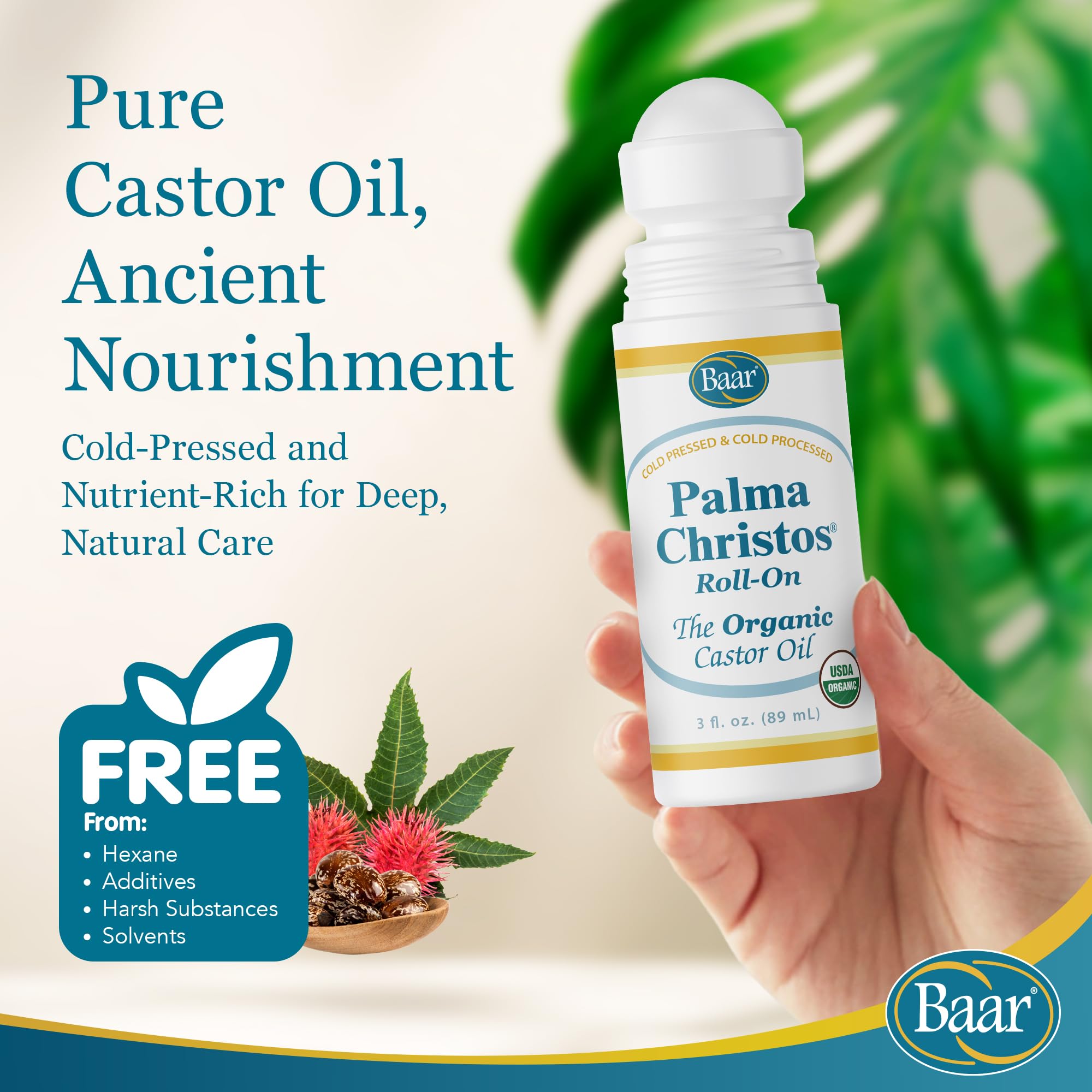 Palma Christos Roll-On, Organic Castor Oil 3 oz