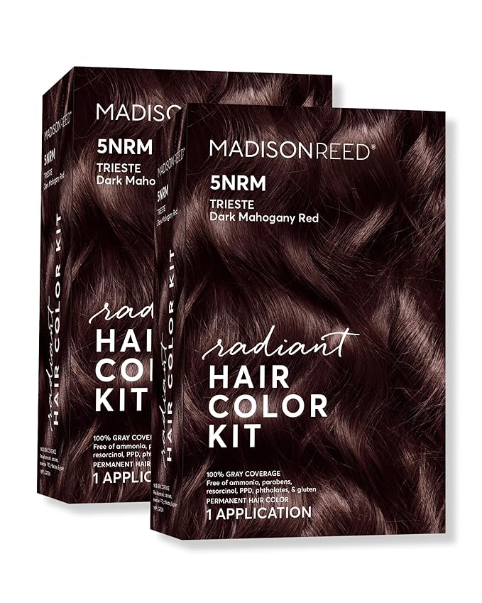 Madison Reed Radiant Hair Color Kit - 5NRM Dark Mahogany Red with Auburn Tones (Trieste Red), Permanent Hair Dye, Dimensional Gray Hair Blending | PPD-Free & Ammonia-Free, 2 Pack