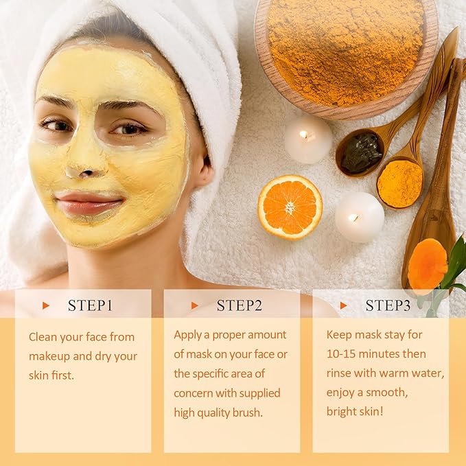 SHVYOG Turmeric Vitamin C Clay Mask with Kaolin Clay for Dull & Blemish-Prone Skin, Deep Cleansing Facial Mask, Face Masks Skincare for Controlling Oil and Refining Pores 5.29 Oz 150g