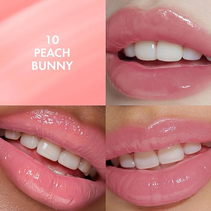 Amuse SEOUL Daisy Flower Dew Tint (10 PEACH BUNNY) - Glossy Moisturizing Lip Stain, Watery Glow Lip Tint, Long Lasting Color, Dewy Finish, Vegan, Korean Beauty Makeup