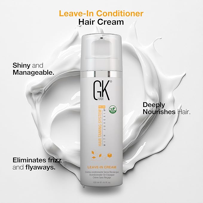 GK HAIR Keratin Leave-In Conditioner for Dry Damaged Hair, 4.4 oz — Frizz Control, Smoothing, Moisturizing & Heat Protection for Color-Treated Hair