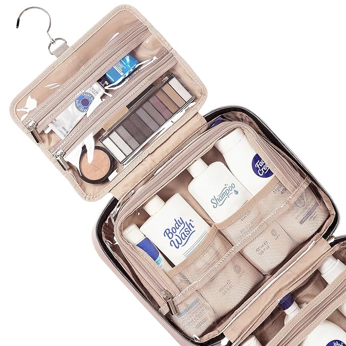 NISHEL Travel Toiletry Bag for women, Portable Hanging makeup Organizer