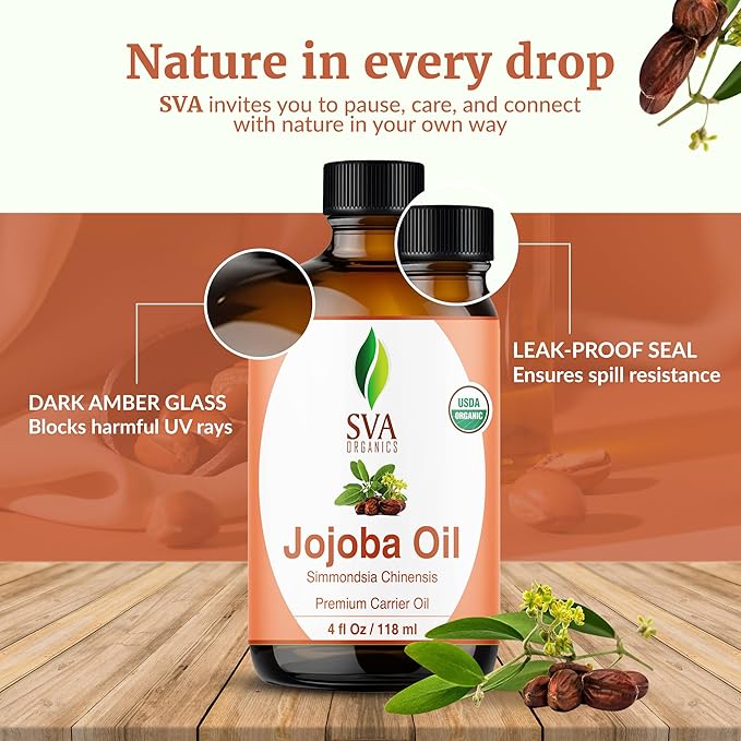 SVA Organic Jojoba Seed Carrier Oil with Dropper, 4 Fl Oz (118 ml)