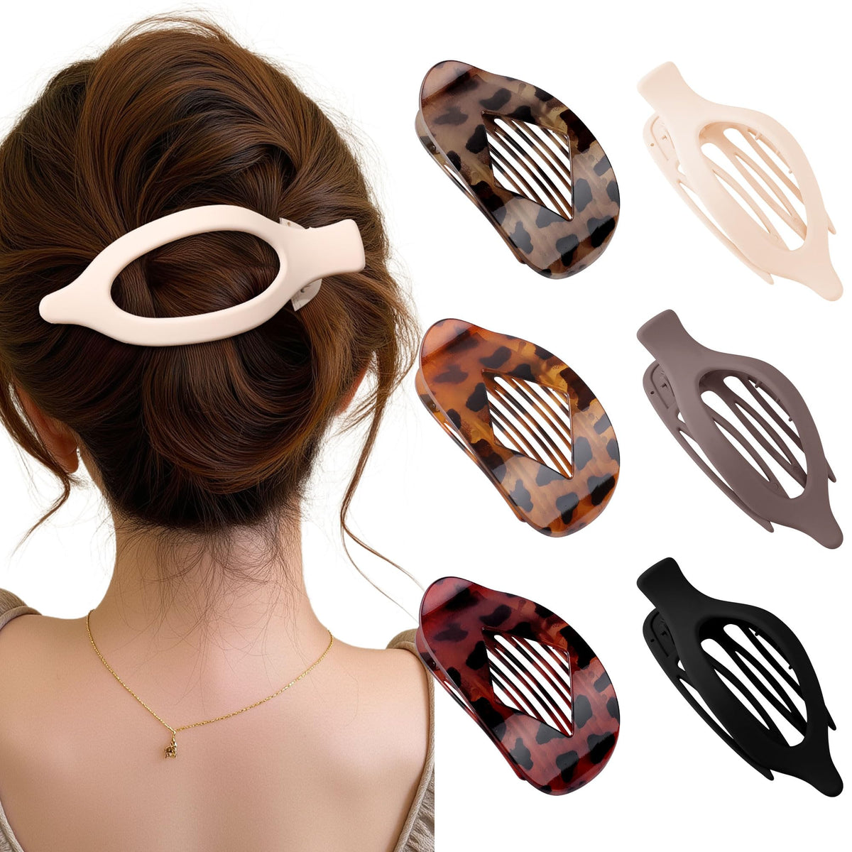 Lourny 6 PCS Flat Hair Clips for Women Duckbill Clips for Thin Fine Hair