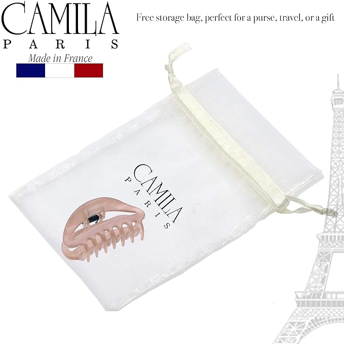 Camila Paris CP3078 French Hair Clip for Women, Small Beige, Girls Hair Claw Clips Jaw Fashion Durable Styling Hair Accessories for Women, Strong Hold No Slip Grip, Made in France