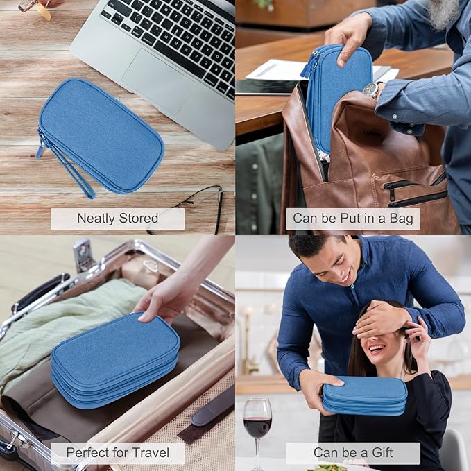 FYY Electronic Organizer, Travel Tech Pouch Bag, Cable Organizer Cyan