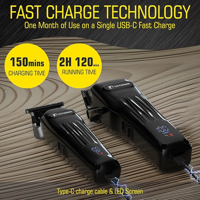 BESTBOMG® Professional Hair Clippers for Men, Clipper & Trimmer Set, Black