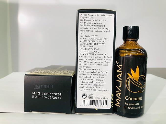 MAYJAM Coconut Fragrance Oil for Diffusers, 3.38FL.OZ