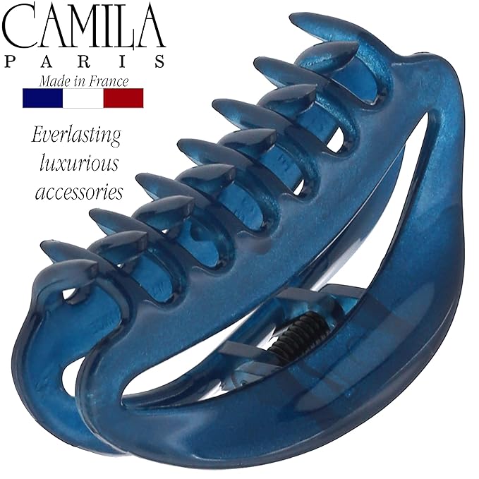 Camila Paris CP3081 French Hair Clip for Women, Small Blue, Girls Hair Claw Clip Jaw Fashion Durable Styling Hair Accessories for Women, Ladies Strong Hold No Slip Grip Clamp, Made in France