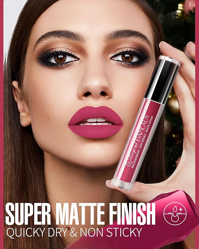HANLADY Black Lipstick Matte Liquid Lipstick Long Lasting for Women Smudgeproof Lipsticks Color Stay Dark Black Lipsticks Vegan Cruelty-Free Lip Gloss (911 Black Rose)