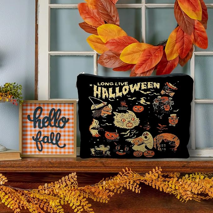 RYYCDOI Halloween Witch Makeup Bag, Halloween Gifts for Women, Witchy Gifts for Women, Witch Stuff, Long Live Halloween Makeup Pouch