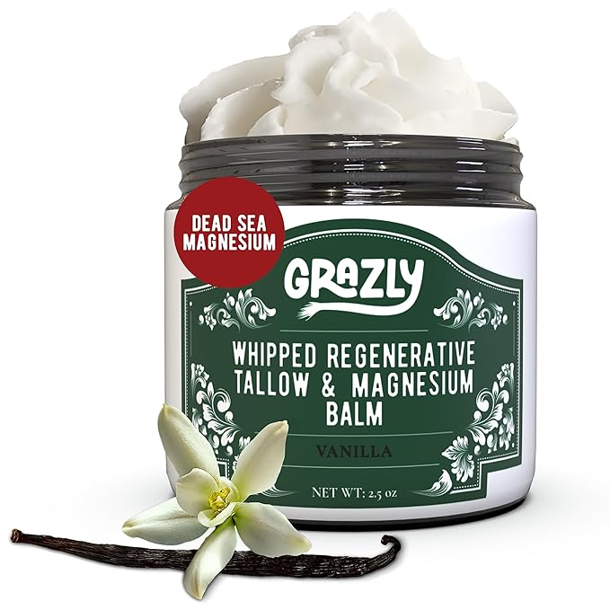 Grazly Whipped Beef Tallow for Skin - Vanilla, 2.5 oz