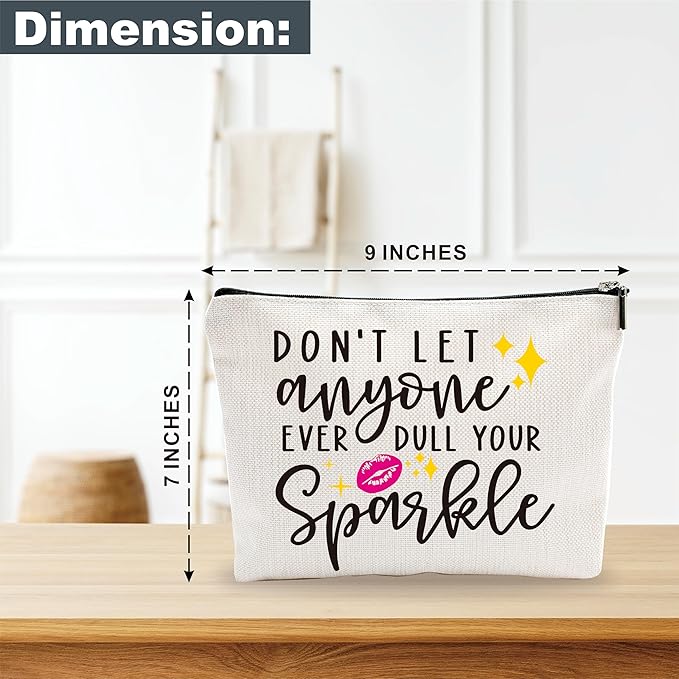 YKYENR Positive Makeup Bag - Don't Let Anyone Ever Dull Your Sparkle - Girl Power Cosmetic Bag, Quotes Toiletry Bag, Gift For Girls, Besties, Personal Care & Accessories - A30