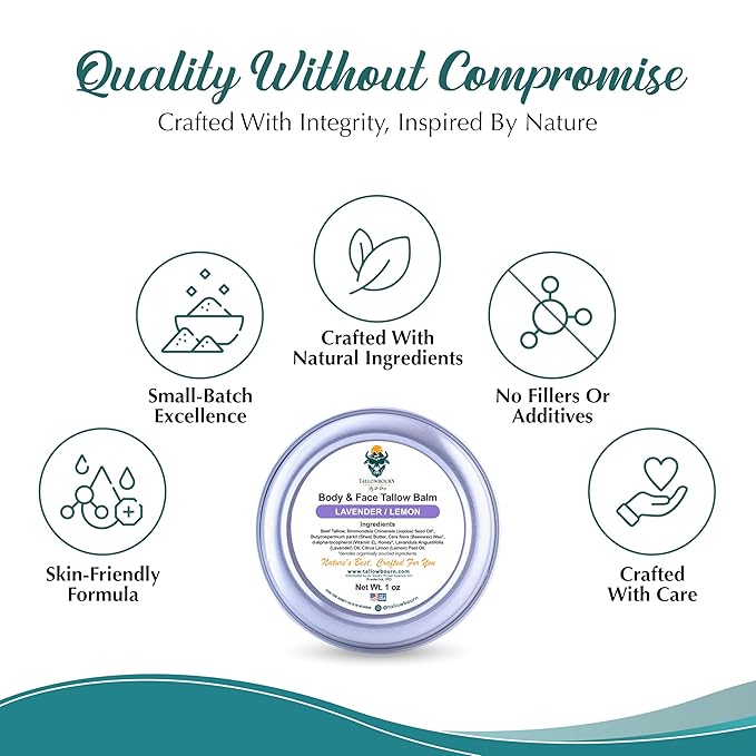 Grass-Fed Beef Tallow Balm for Face & Body - Lavender & Lemon - 1oz