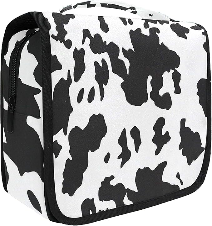 senya Hanging Travel Toiletry Bag Kit Makeup Case Cosmetics Organizer for Men Women (cow pattern)