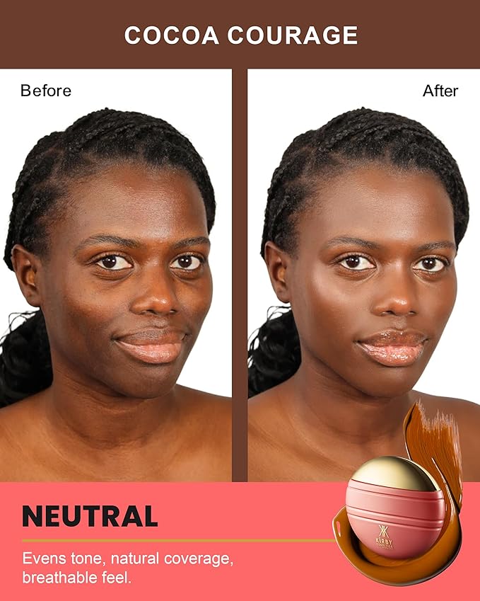 Kirby Kosmetics Konfident Glow Skin Tint – Cocoa Courage Hydrating Oil-Free Glass-Skin Foundation, Buildable Light-to-Medium Coverage, 30 ml – Inclusive Clean Makeup for Radiant Confidence