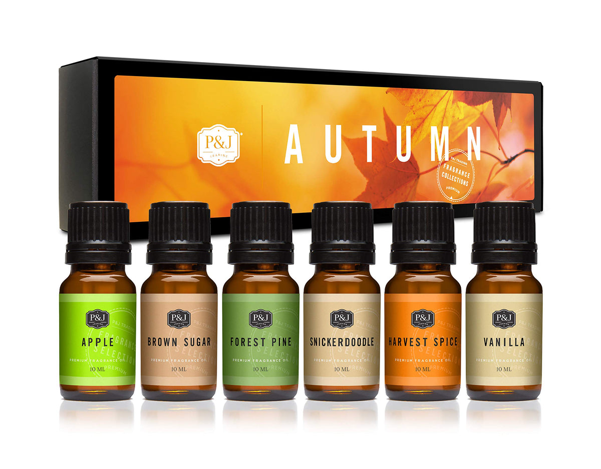 P&J Fragrance Oil Favorites Set | Fresh Cotton, Amber, Leather, Strawberry Shortcake, Lilac, Vanilla for Candle Making, Soap Making Supplies, Diffuser Oils Scents